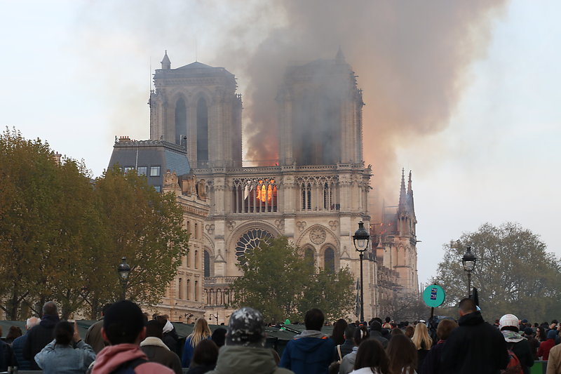 Пожар в соборе Парижской Богоматери в Париже