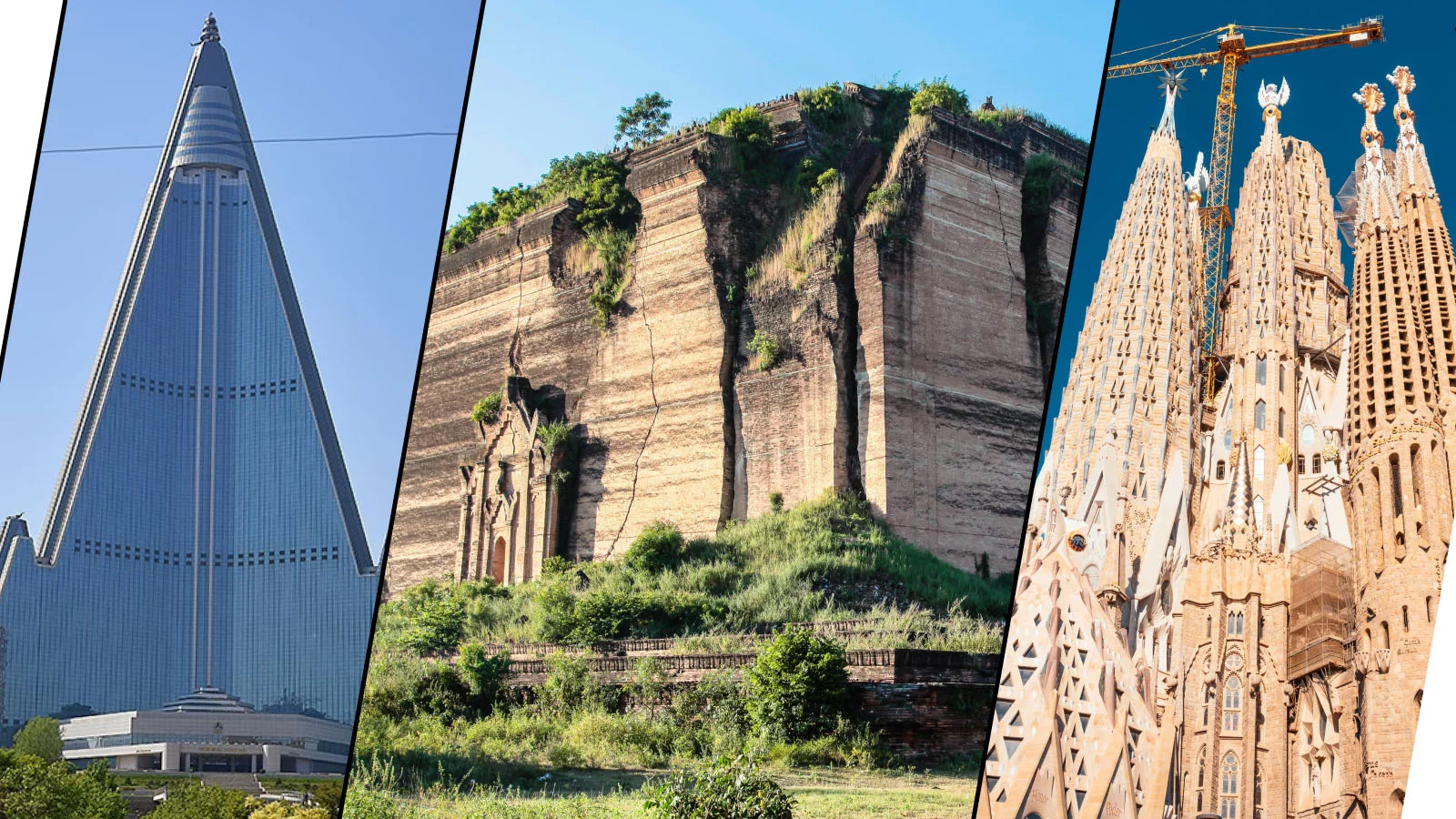 Отель «Рюгён», Пхеньян; Мингун Пахтододжи, Мьянма; Храм Святого Семейства в Барселоне, Испания
