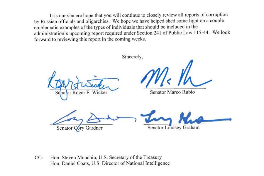 Сенаторы в США призвали ввести санкции против Усманова и Чайки