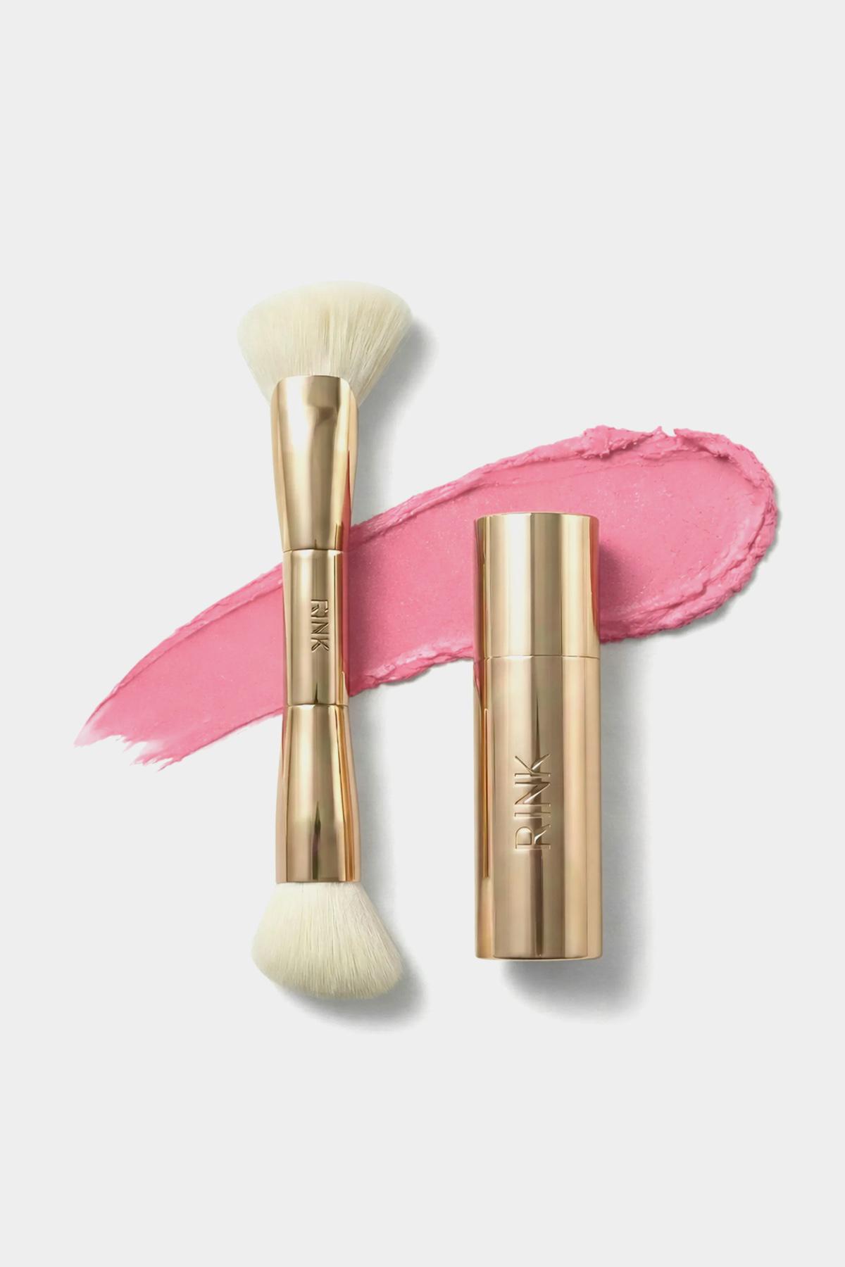 Набор (кремовые румяна цвет Lychee и двусторонняя кисть), Rink, 6540 руб. (rinkbeauty.com)