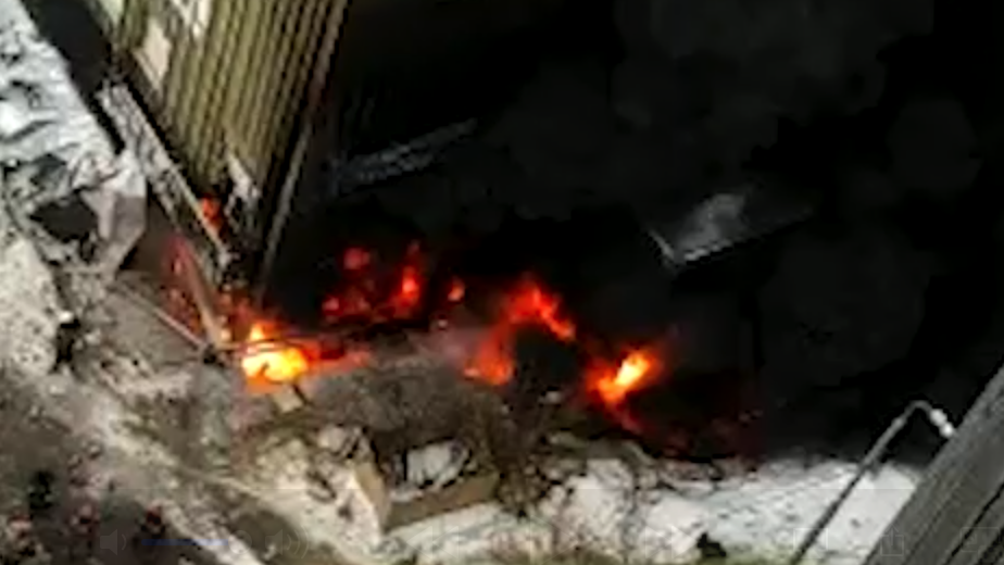 Пожар на Каширском шоссе в Москве. Видео