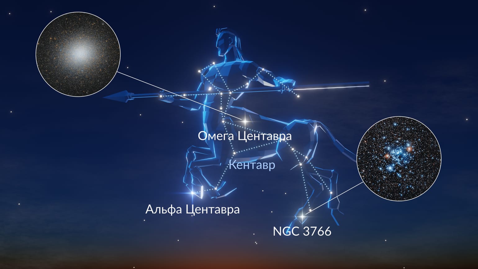 Альфа Центавра в созвездии Центавра

