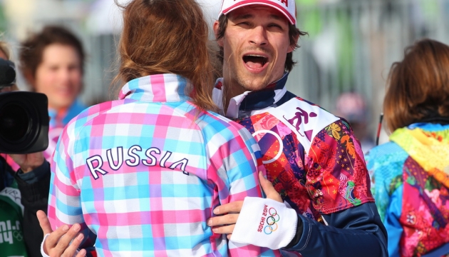 Вик Уайлд, олимпийский чемпион, со своей женой Аленой Заварзиной