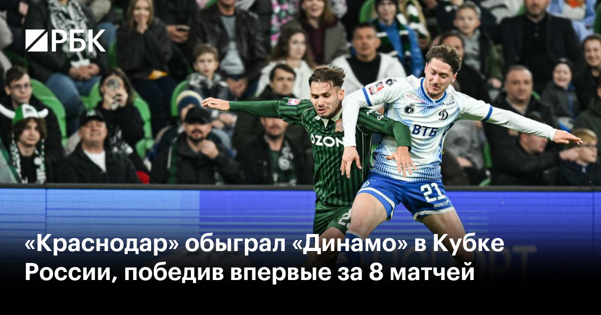 «Краснодар» обыграл «Динамо» в Кубке России, победив впервые за 8 матчей