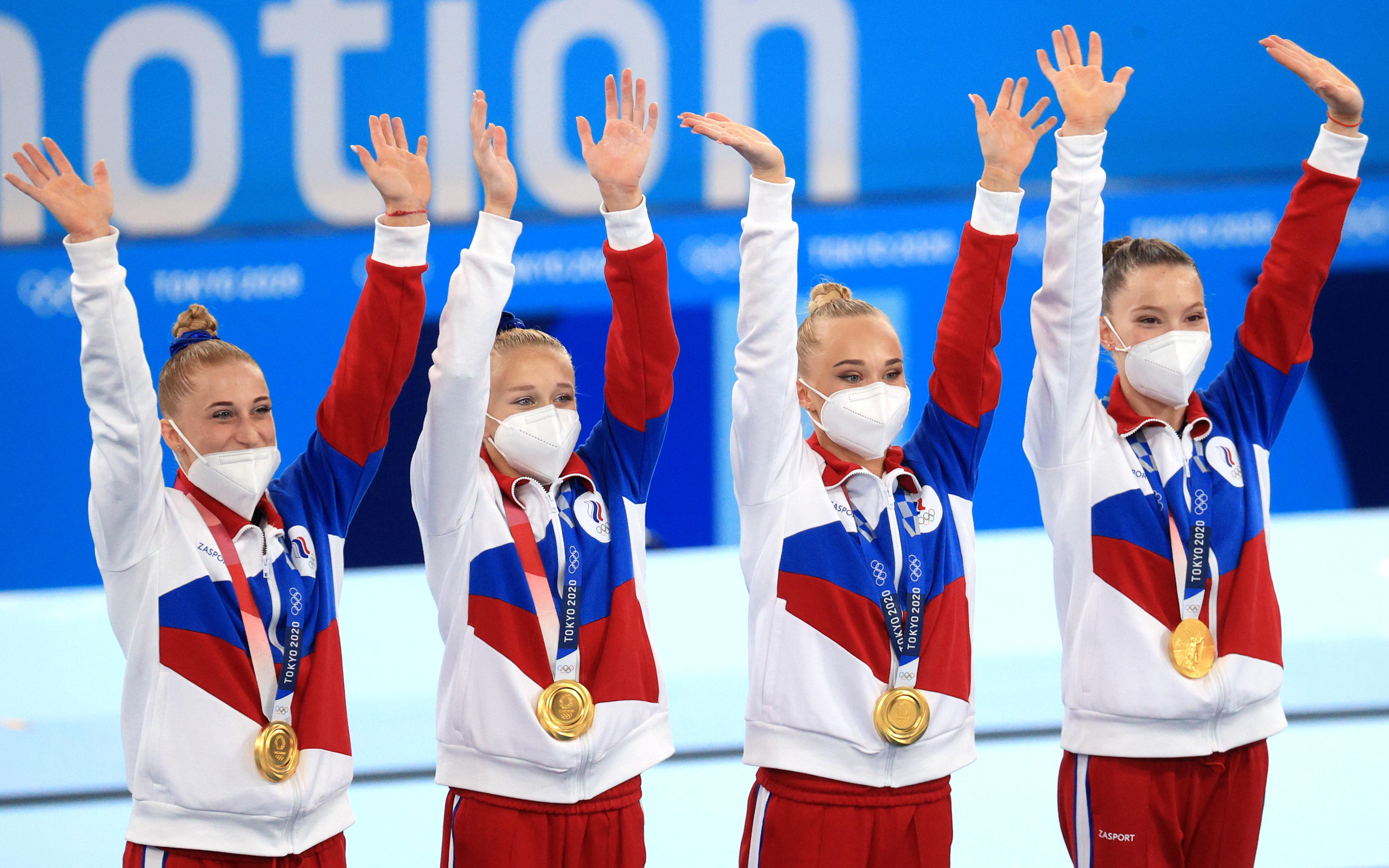 Российские гимнастки Лилия Ахаимова, Виктория Листунова, Ангелина Мельникова и Владислава Уразова