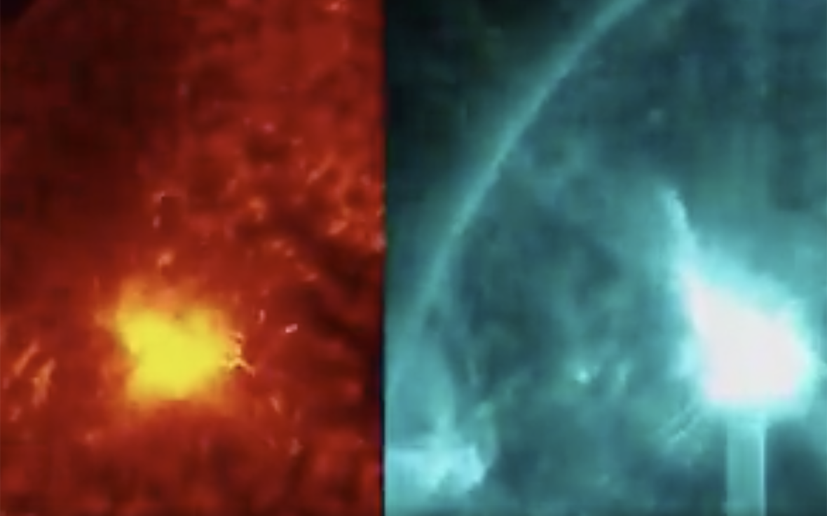 Вспышка на Солнце после мощных выбросов. Видео