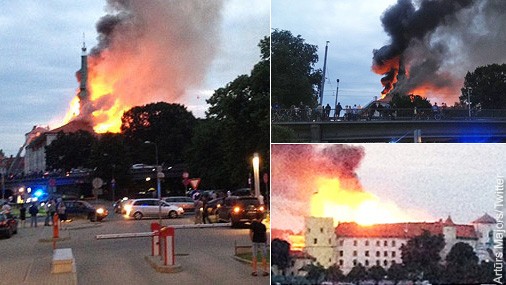 В Латвии горит Рижский замок — резиденция президента страны. Видео