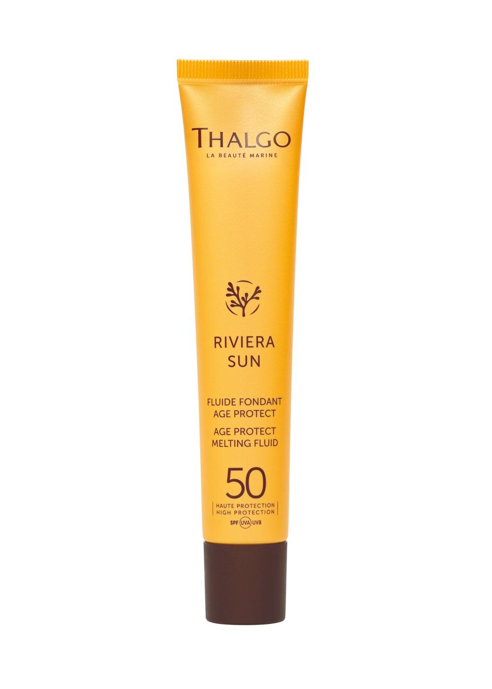 Солнцезащитный антивозрастной флюид для лица Riviera sun с SPF 50, Thalgo, 3383 руб. (thalgo.ru)