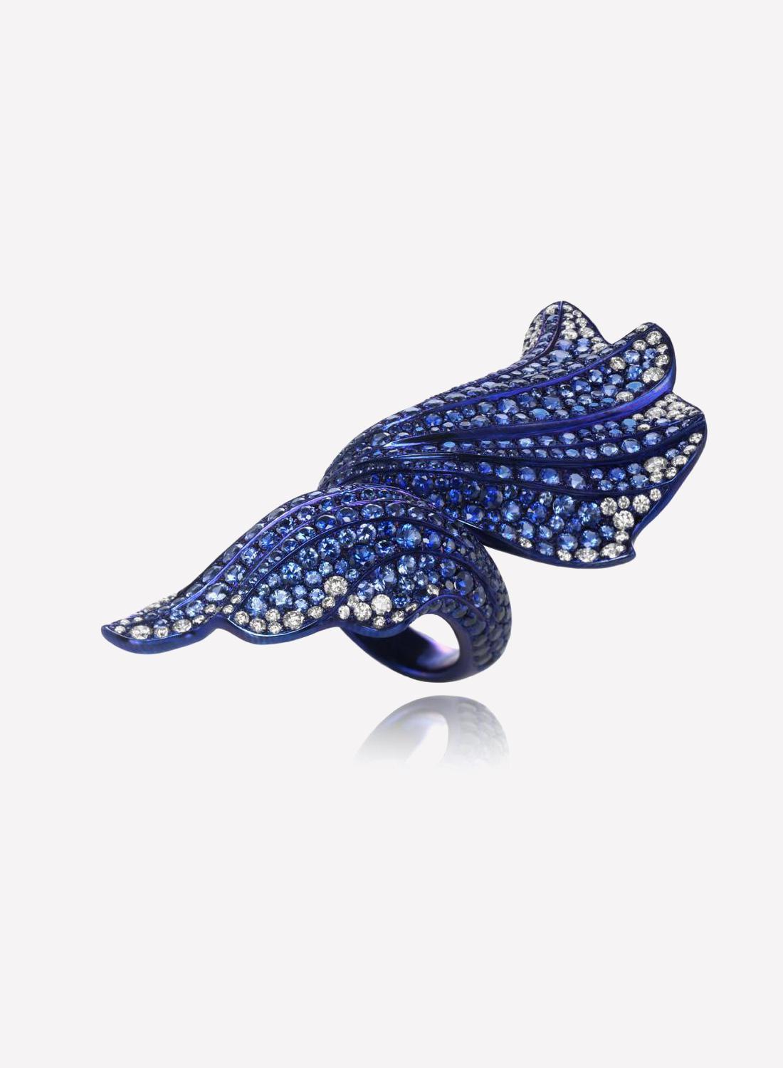 Кольцо High Jewellery, титан, сапфиры, бриллианты, Chopard