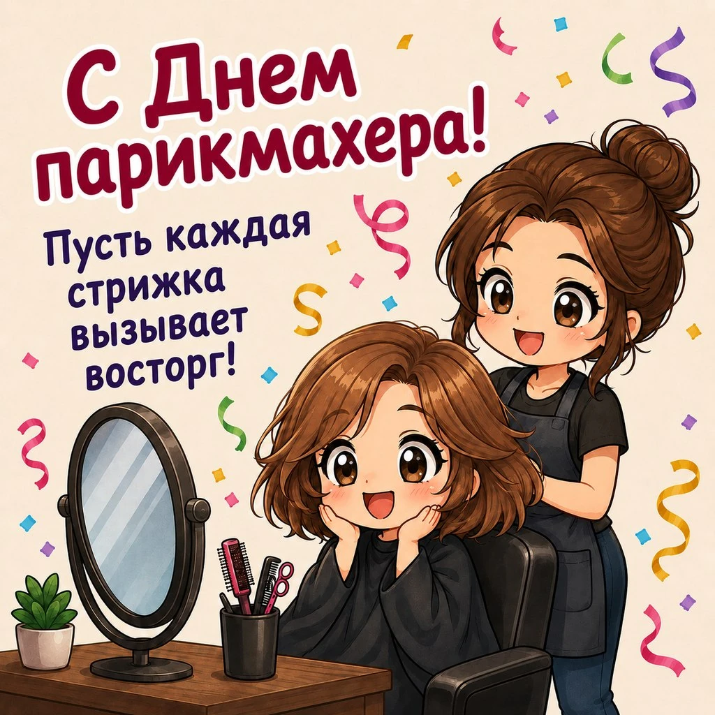 Прикольная открытка с Днем парикмахера