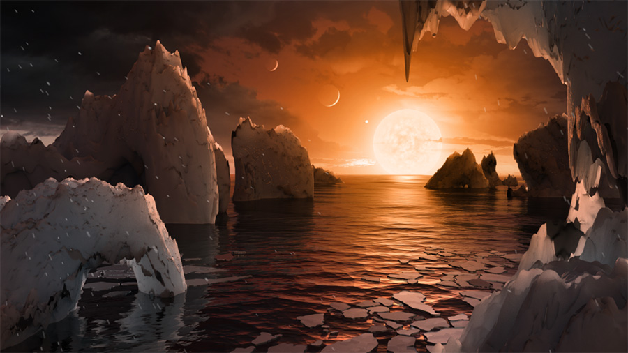 Возможная поверхность TRAPPIST-1F, одной из обнаруженных планет в системе TRAPPIST-1




