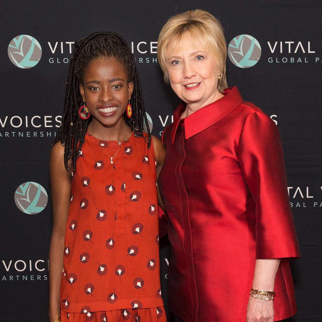 С Хиллари Клинтон, май 2017