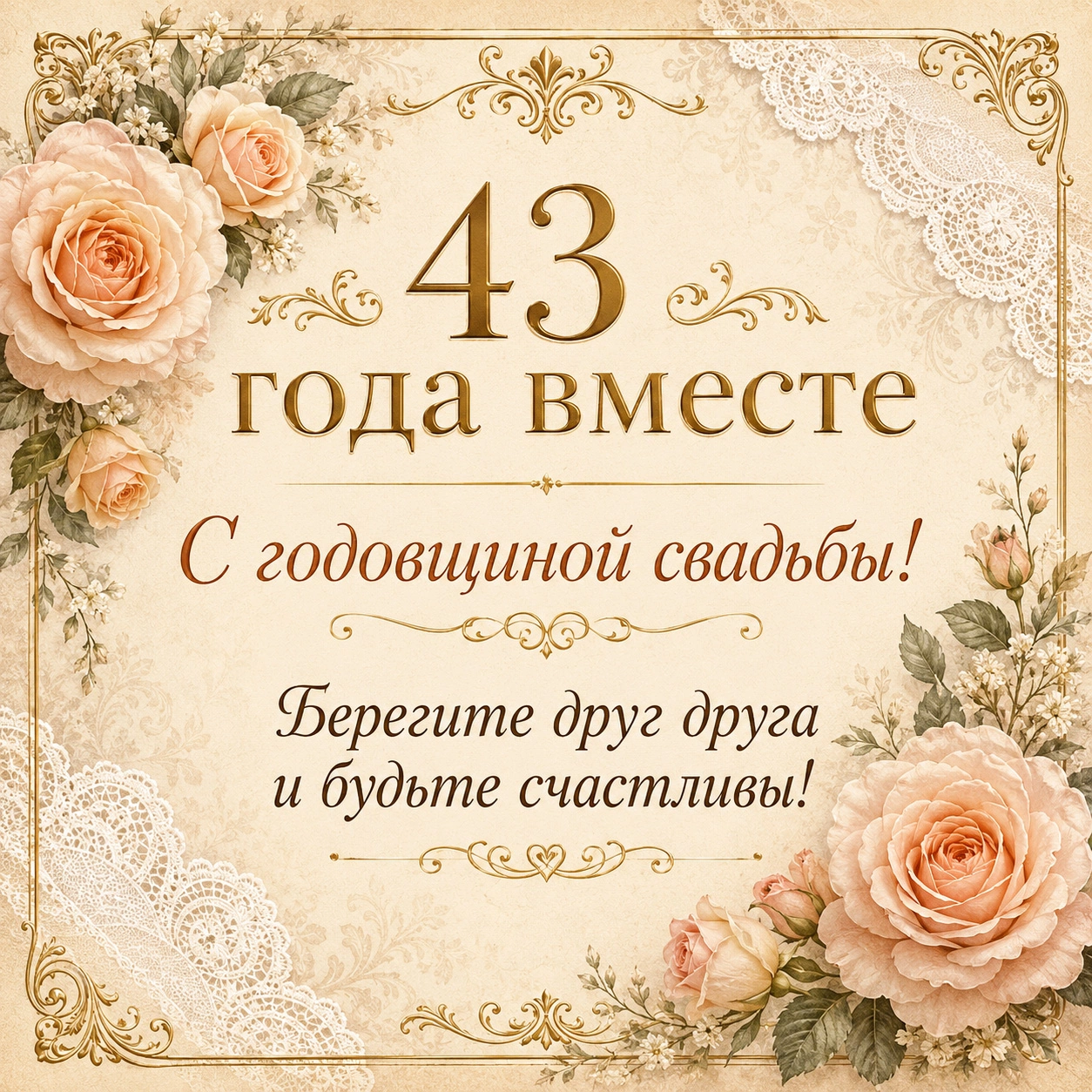 Открытка с годовщиной свадьбы с пожеланием счастья