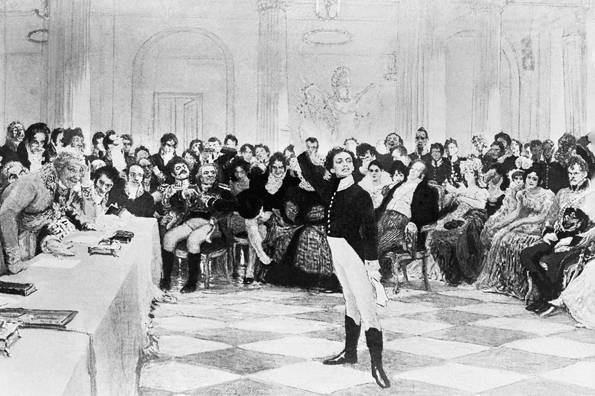 «Пушкин на лицейском экзамене в Царском Селе 8 января 1815 года», Илья Репин, 1911 год
