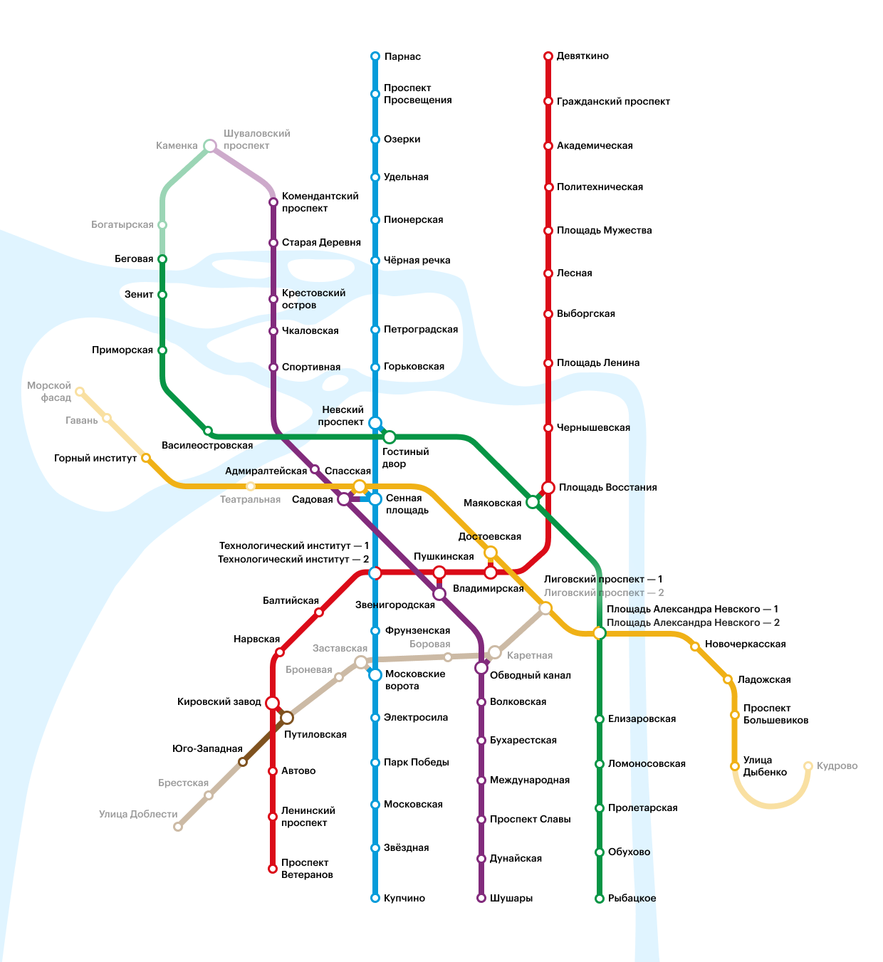 Схема метро к 2030 году