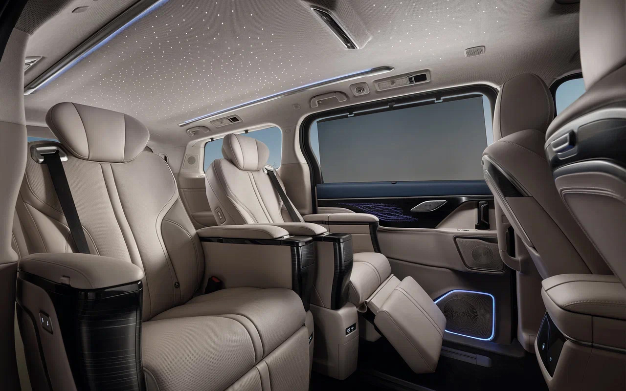 Wey 80. Базовая 7-местная комплектация Premium в чем-то поинтереснее, а в чем-то проигрывает топ-версии GAC M8 GX Premium. Удлиненная 6-местная Business Lounge значительно комфортнее