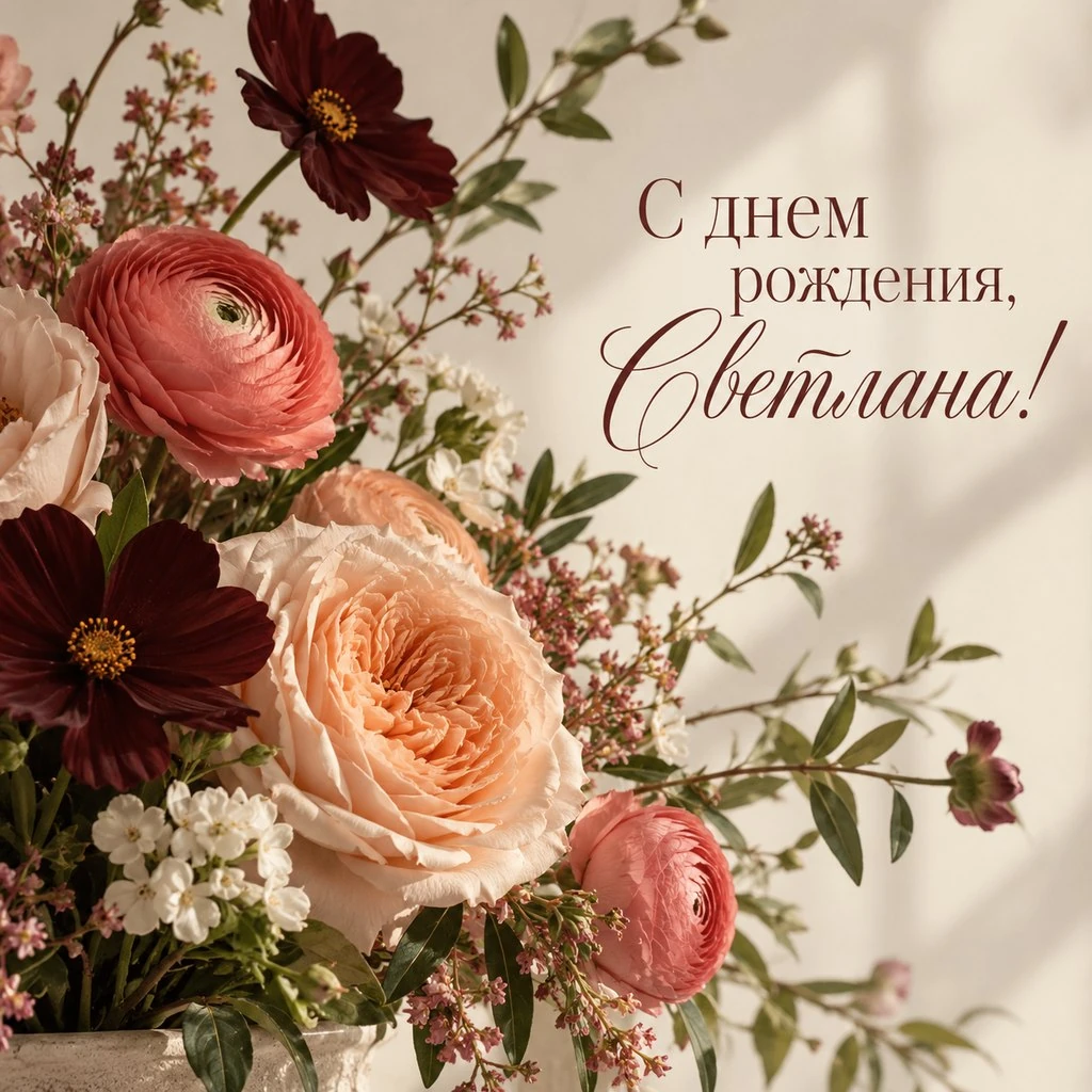 Красивая открытка ко дню рождения Светлане