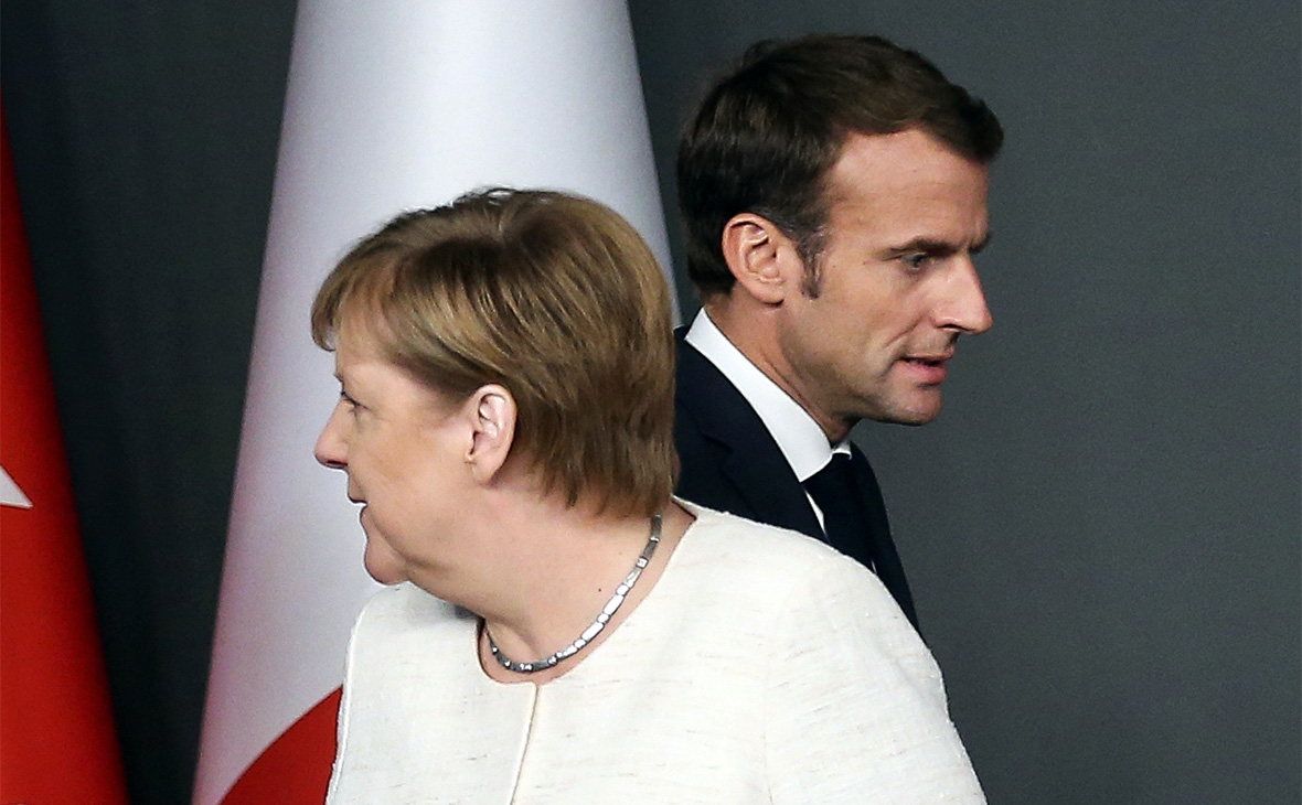 Ангела Меркель и Эмманюэль Макрон (справа)