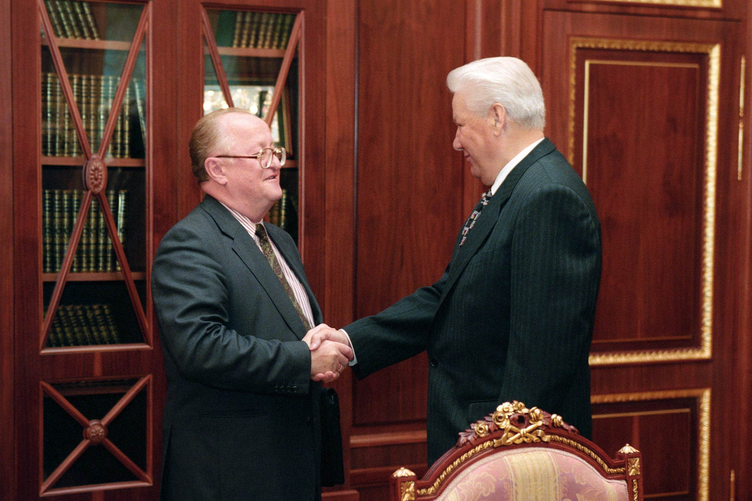 Президент Борис Ельцин и председатель ЦБ Виктор Геращенко, 1998 год, Москва