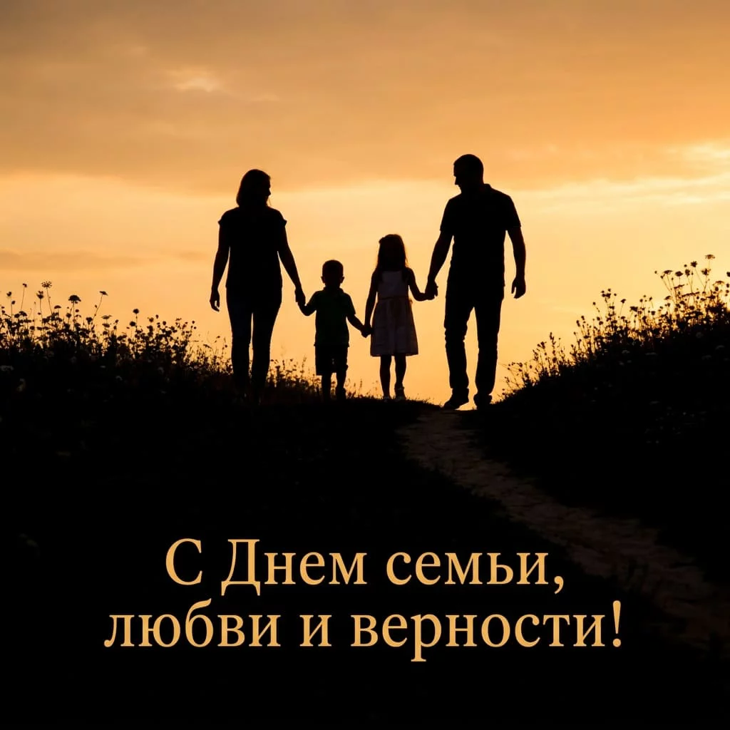 Красивая открытка с Днем семьи, любви и верности!