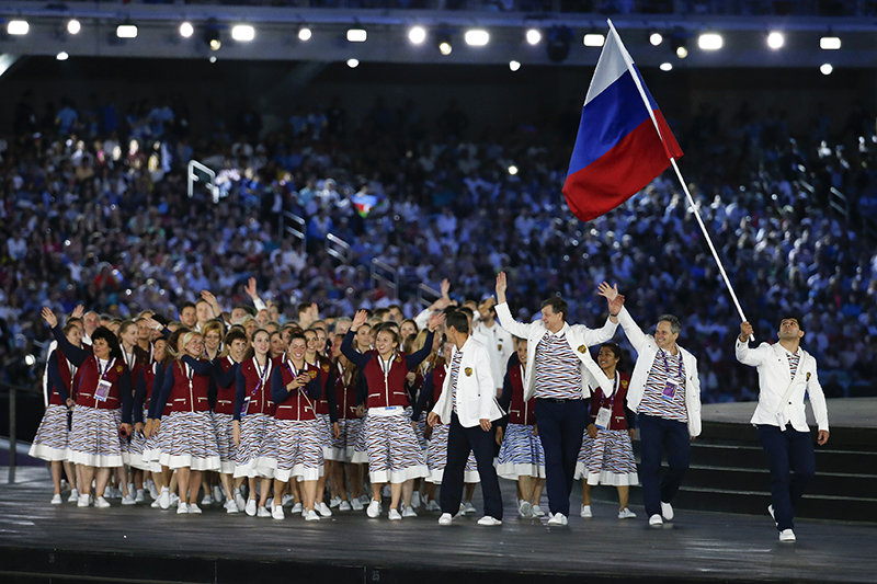 Российская команда на церемонии открытия Игр.