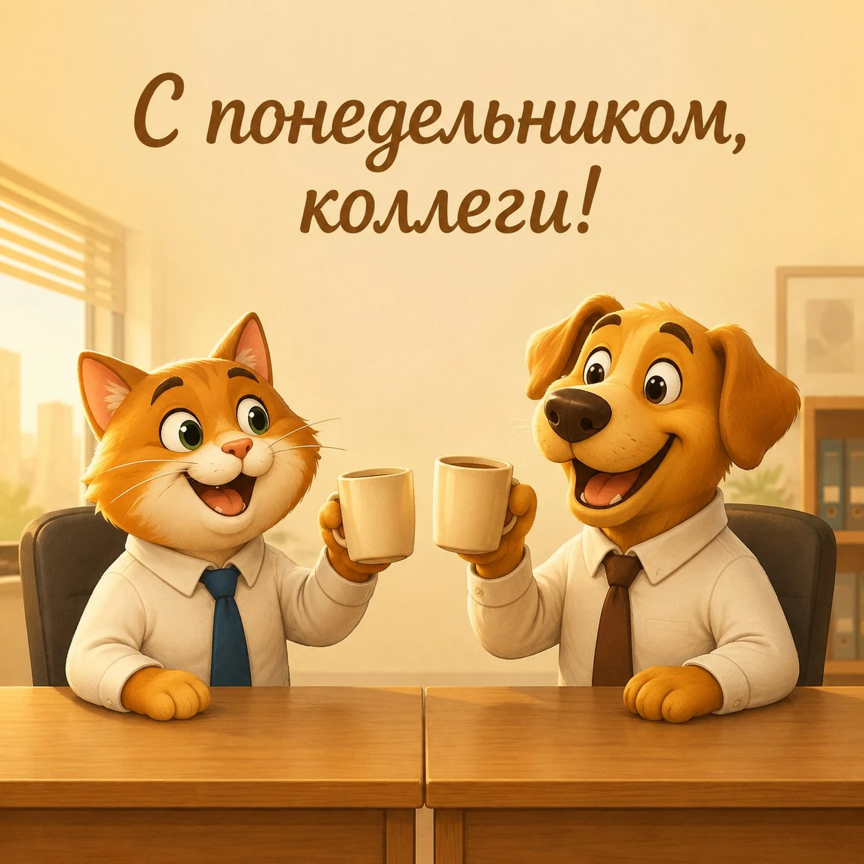 Прикольная открытка в понедельник для коллег