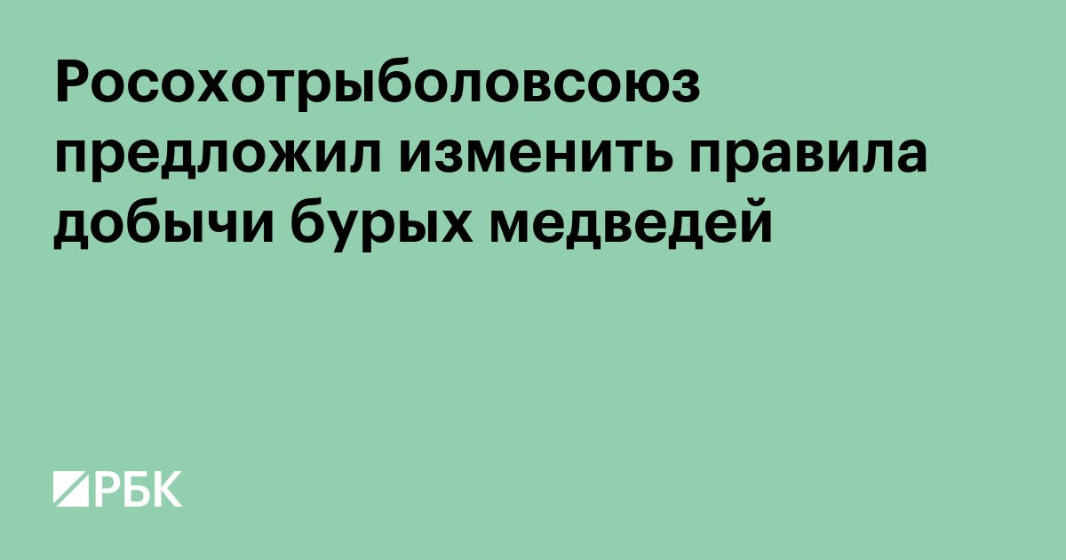 Росохотрыболовсоюз предложил изменить правила добычи бурых медведей