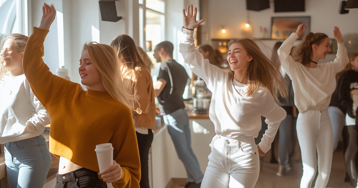 Утренний рейв в кофейне Cups