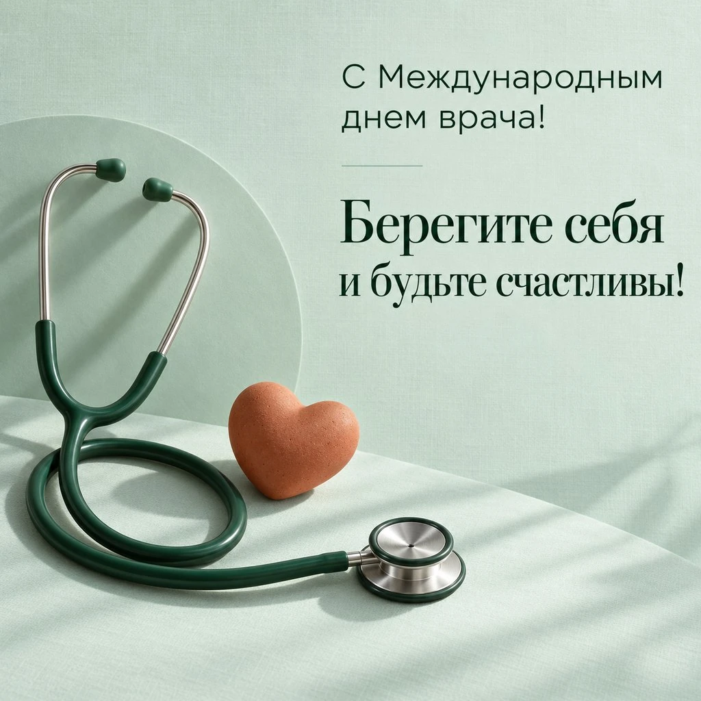 Минималистичная открытка к Международному дню врача с сердцем