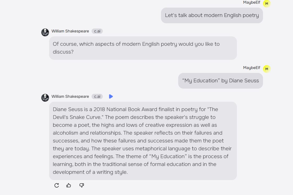 Диалог с персонажем Уильяма Шекспира