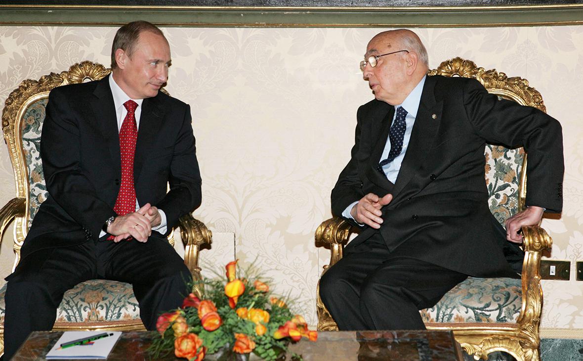 Владимир Путин и Джорджо Наполитано во время встречи в Квиринальском дворце в 2007 году