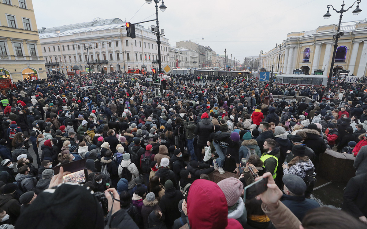 Акция в поддержку Алексея Навального в Санкт-Петербурге 23 января 2021г.
