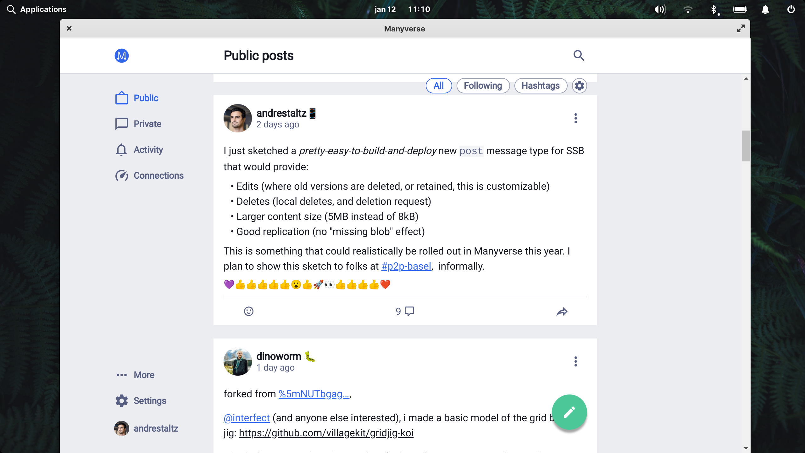 Интерфейс Manyverse

