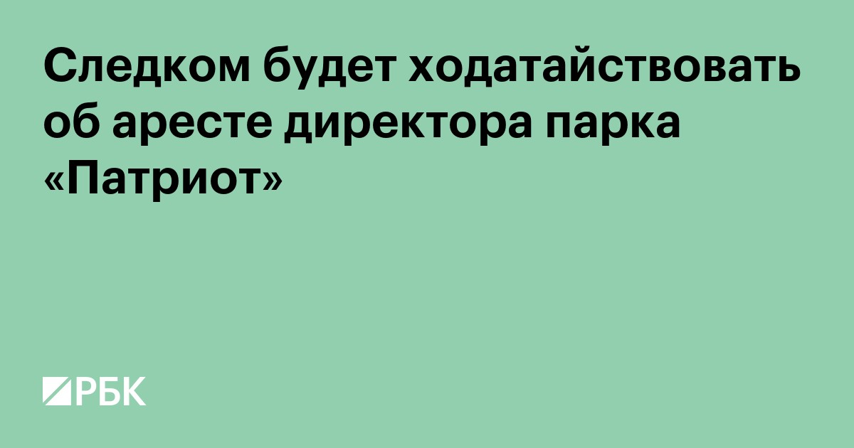 Следком будет ходатайствовать об аресте директора парка «Патриот»