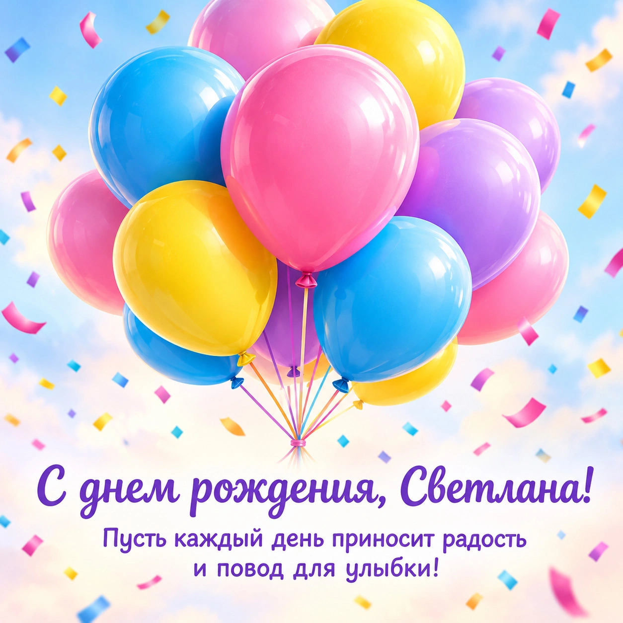 Праздничная открытка с днем рождения Светлане с пожеланием радости