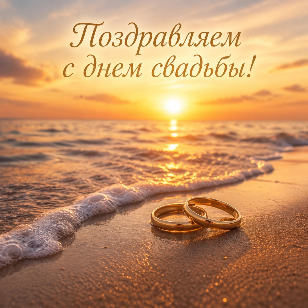 Открытка с надписью «С днем свадьбы!»
