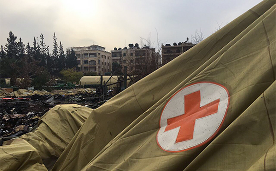 Мобильный госпиталь Министерства обороны РФ в Алеппо после обстрела
