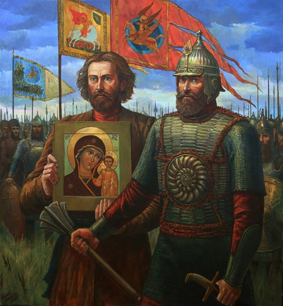 Минин и Пожарский с Казанской иконой Божией Матери