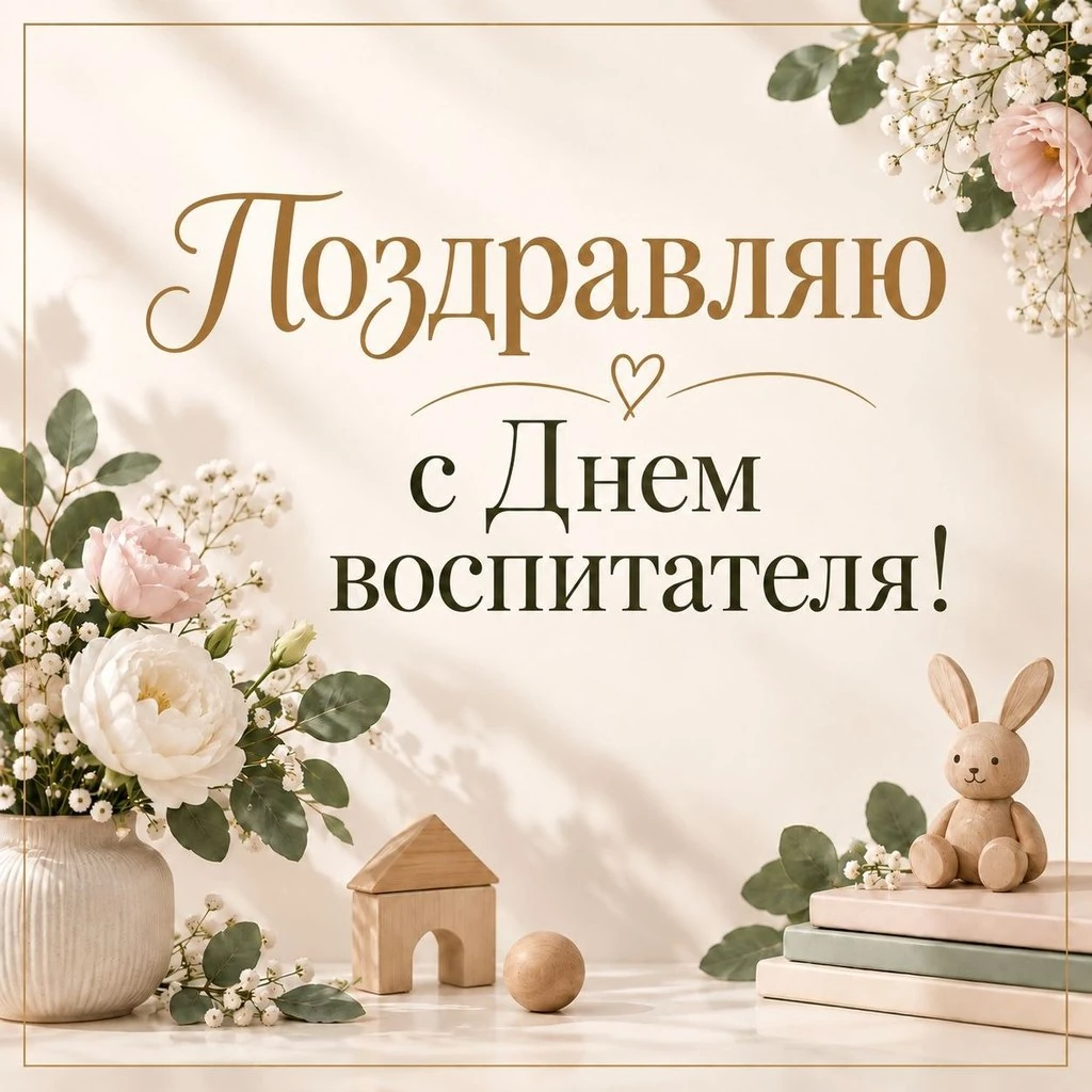 Нежная открытка с Днем воспитателя