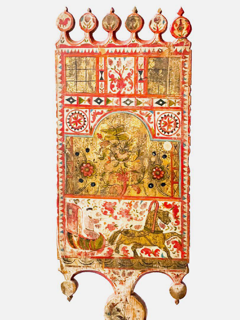 Корневая прялка, Северодвинская (Борецкая) роспись, конец XIX в.