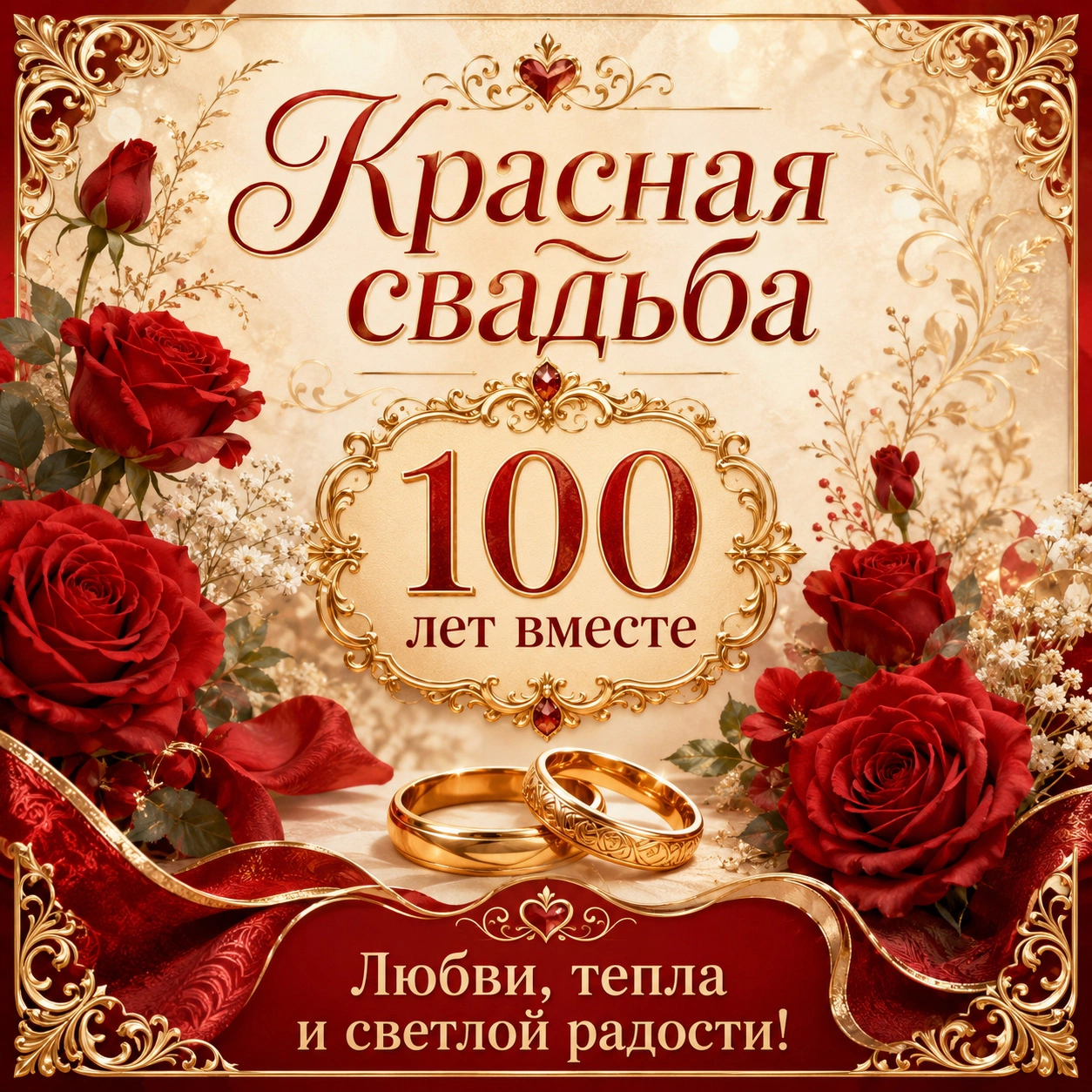 Открытка с красной свадьбой