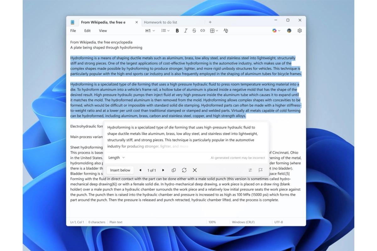 Улучшены функции на базе ИИ «Записать», «Переписать» и «Резюмировать» благодаря потоковой передаче ответов с результатами