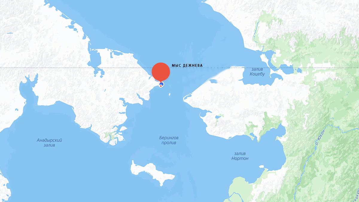Крайняя восточная материковая точка России на карте