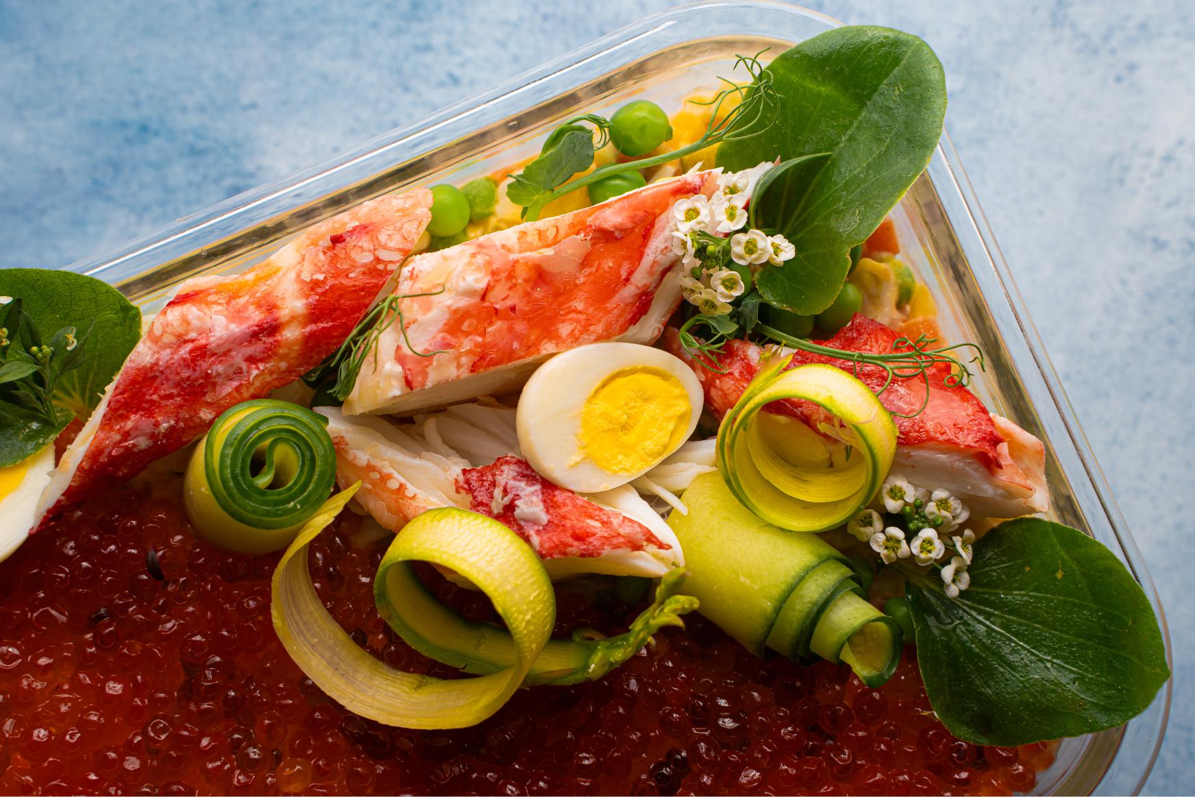 Оливье с камчатским крабом, ресторан "Wine&Crab"