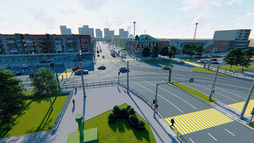 Проект трамвайного движения на перекрестке ул Сибирская и ул. Революции
