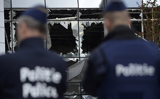 Полиция после теракта в&nbsp;международном аэропорту Брюсселя Завентем


