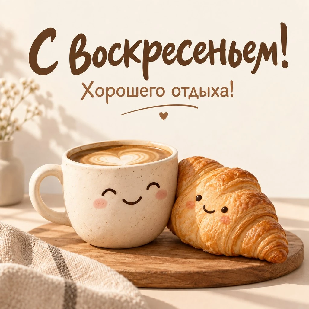 Милая открытка с пожеланием хорошего отдыха в воскресенье