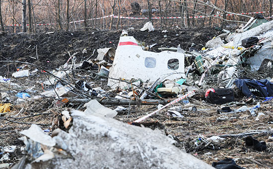 Обломки самолета Ту-154, упавшего в&nbsp;районе Смоленска. 10 апреля 2010 года
