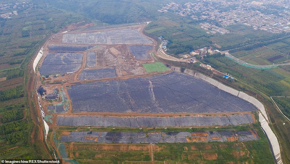 Аэрофотоснимок масштаба свалки Цзянцуньгоу