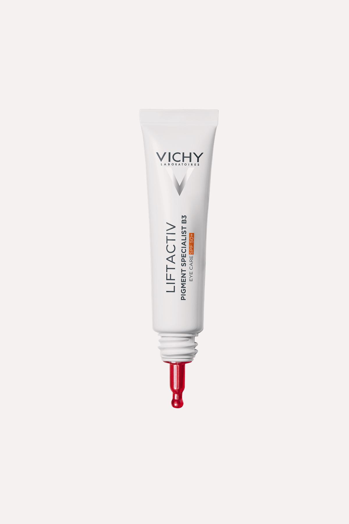 Крем для кожи вокруг глаз SPF 50+ Liftactiv Pigment B3, Vichy, 3424 руб. («Золотое яблоко»)